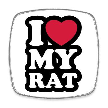 I love my rat - Ich liebe meine Ratte - Viereckiger Kühlschrankmagnet - Weiß - Vorne