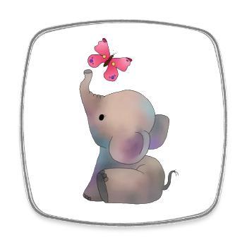 Elefant mit rosa Falter - Viereckiger Kühlschrankmagnet - Weiß - Vorne