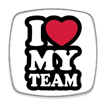 I love my team - Square fridge magnet - white - Front