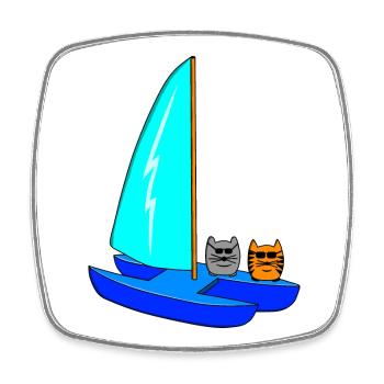 navigation à voile - Magnet carré - blanc - Devant