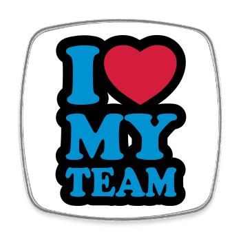 I love my team - Square fridge magnet - white - Front