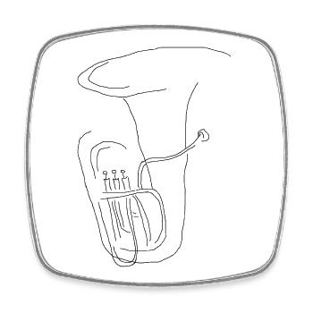 tuba - Square fridge magnet - white - Front