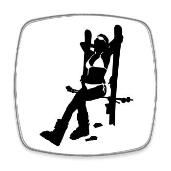 ski girl - Magnet carré - blanc - Devant
