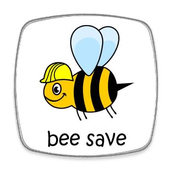bee save, bee with helmet, funny bee, bee - Square fridge magnet - white - Front