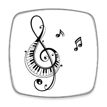 Clef with piano and music notes, i love music. - Square fridge magnet - white - Front