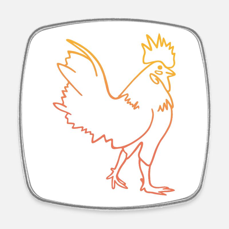 Illustration de coq de poule - Magnet carré - blanc