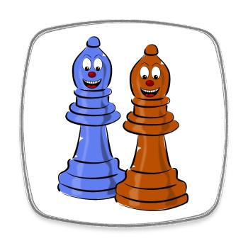 échecs - Magnet carré - blanc - Devant
