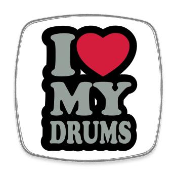 I love my drums - Ich liebe meine Trommeln - Viereckiger Kühlschrankmagnet - Weiß - Vorne