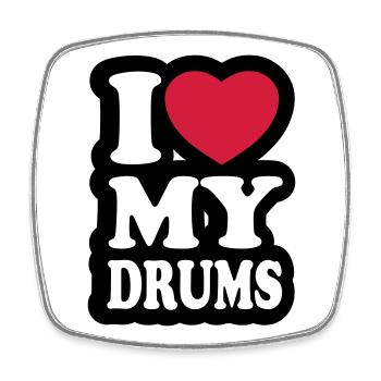 I love my drums - Ich liebe meine Trommeln - Viereckiger Kühlschrankmagnet - Weiß - Vorne