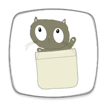 Neugierige Katze in der Tasche - Viereckiger Kühlschrankmagnet - Weiß - Vorne