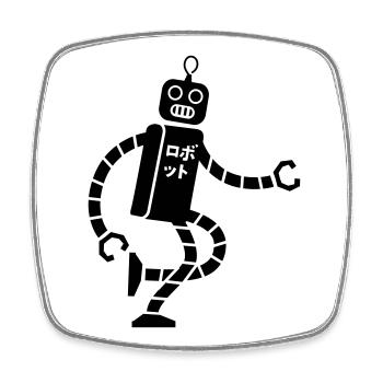 robot - Square fridge magnet - white - Front