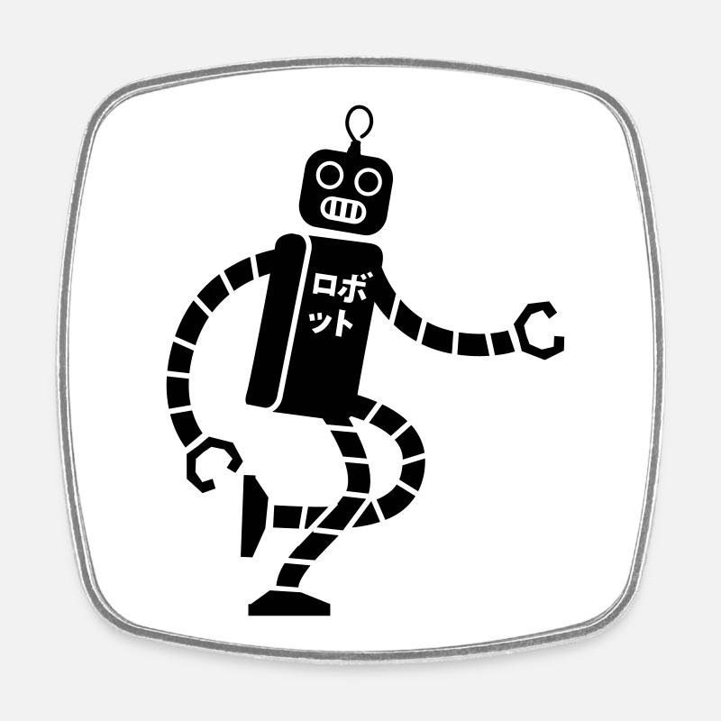 robot - Viereckiger Kühlschrankmagnet - Weiß