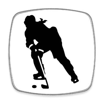 Hockey féminin - Magnet carré - blanc - Devant