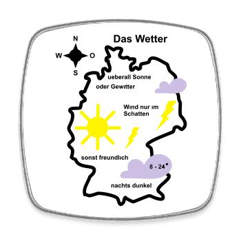 Wetterkarte Wetter Deutschland - Viereckiger Kühlschrankmagnet - Weiß - Vorne