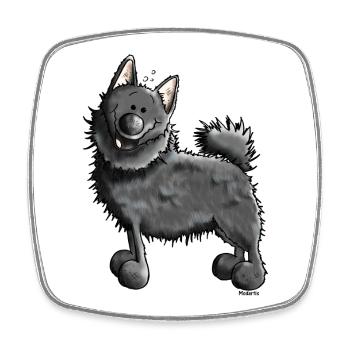 Lustiger Schipperke - Hund - Viereckiger Kühlschrankmagnet - Weiß - Vorne
