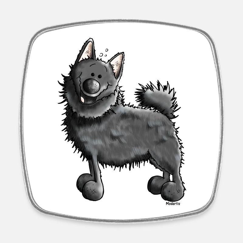 Funny Schipperke - Dog - Dogs - Square fridge magnet - white