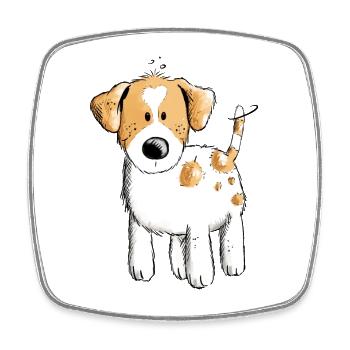 Funny Jack Russell dog cartoon - Square fridge magnet - white - Front