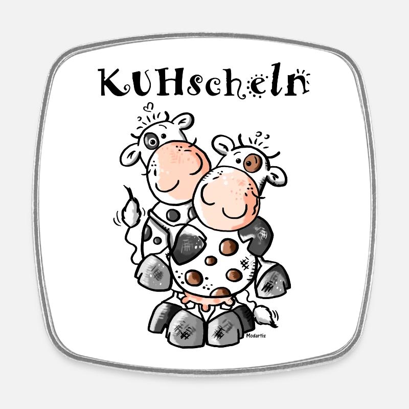KUHschelnde Kühe - Kuh - Viereckiger Kühlschrankmagnet - Weiß
