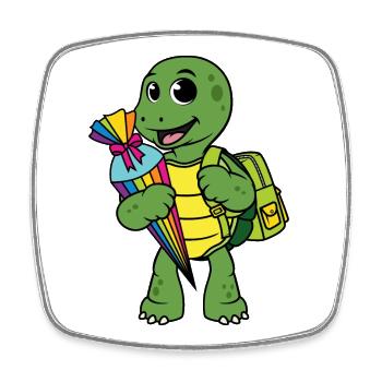 Turtle Schoolchild Sugar Cone School Enrollment Child - Square fridge magnet - white - Front
