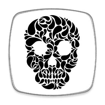 crâne noir crâne Totenkopf grue calavera - Magnet carré - blanc - Devant