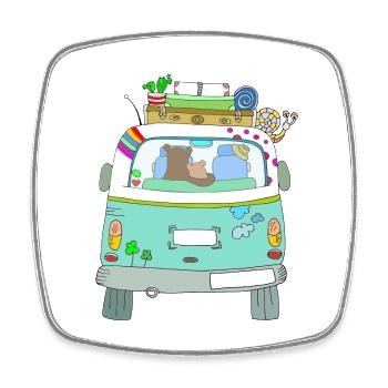 Road Trip Aventures Remplies de voitures - Magnet carré - blanc - Devant