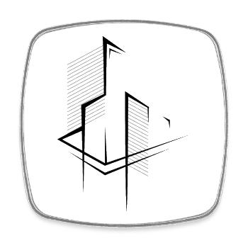 mittelfinger architektur Grafik abstrakt Symbol - Viereckiger Kühlschrankmagnet - Weiß - Vorne