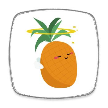 Angel Pineapple - Fruity Sweetness - Square fridge magnet - white - Front