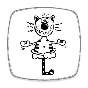 Fitness Katze - Viereckiger Kühlschrankmagnet - Weiß - Vorne