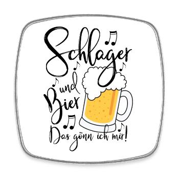 Schlager und Bier Das gönn ich mir  - Viereckiger Kühlschrankmagnet - Weiß - Vorne