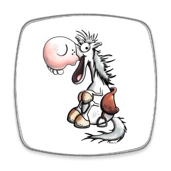 Laughing Horse - Square fridge magnet - white - Front