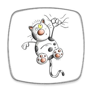 Aventureux Chat - Magnet carré - blanc - Devant