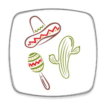 Mexiko Cinco De Mayo Kaktus Sombrero - Viereckiger Kühlschrankmagnet - Weiß - Vorne