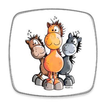Three Sweet Horses - Square fridge magnet - white - Front