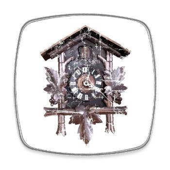 Kuckucksuhr - Viereckiger Kühlschrankmagnet - Weiß - Vorne