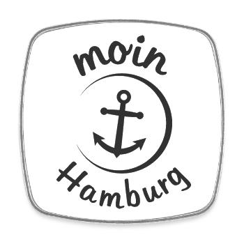 moin Hamburg Anker Symbol See Fische Stadtlogo - Viereckiger Kühlschrankmagnet - Weiß - Vorne