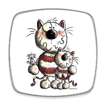 Drôle Chats - Magnet carré - blanc - Devant