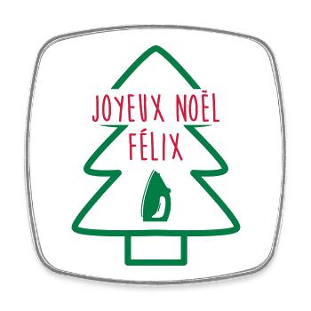 Joyeux Noël Félix / Le Père Noël est une ordure - Magnet carré - blanc - Devant