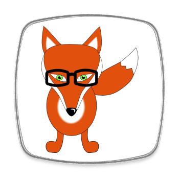 fuchs mit brille - Viereckiger Kühlschrankmagnet - Weiß - Vorne