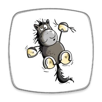 Black Horse - Square fridge magnet - white - Front