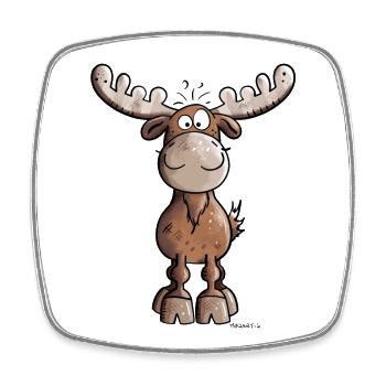 Funny Elk - Square fridge magnet - white - Front