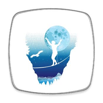 Moonlight slackline - Square fridge magnet - white - Front
