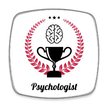 Psychologue / Psychiatre / Travail / Psychanalyste - Magnet carré - blanc - Devant