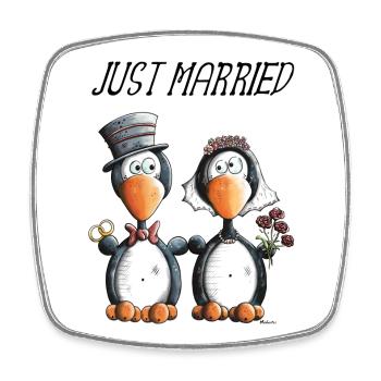 Just Married - Viereckiger Kühlschrankmagnet - Weiß - Vorne