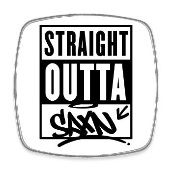 straight outta saxn sachsen - Viereckiger Kühlschrankmagnet - Weiß - Vorne