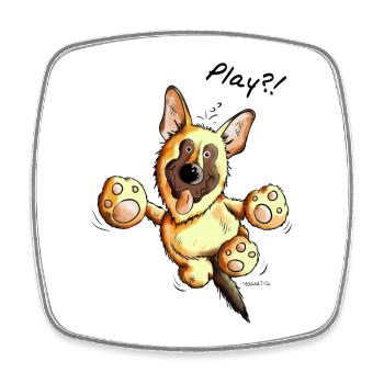 Berger allemand - Chien - Chiens - Cadeau - Magnet carré - blanc - Devant