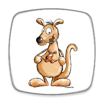 Kangourou avec bébé - cadeau - Magnet carré - blanc - Devant