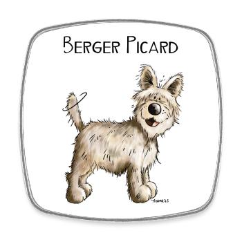 Happy Berger Picard - Hund - Dog - Comic - Viereckiger Kühlschrankmagnet - Weiß - Vorne