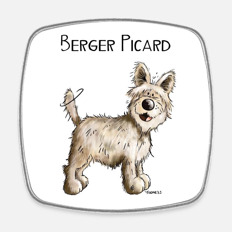 Berger Picard - Chien- Cadeau - Magnet carré - blanc