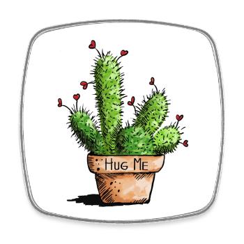 Hug Me Kaktus - Kakteen - Liebe - Pflanzen - Fun - Viereckiger Kühlschrankmagnet - Weiß - Vorne
