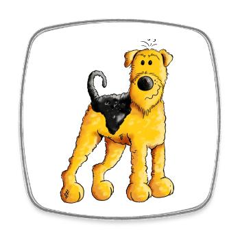 Happy Airedale Terrier - Comic - Hund - Dog - Fun - Viereckiger Kühlschrankmagnet - Weiß - Vorne